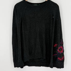 Ralph Lauren Cape Poncho Wool Cashmere Blend Sweater Embroidery Size Large